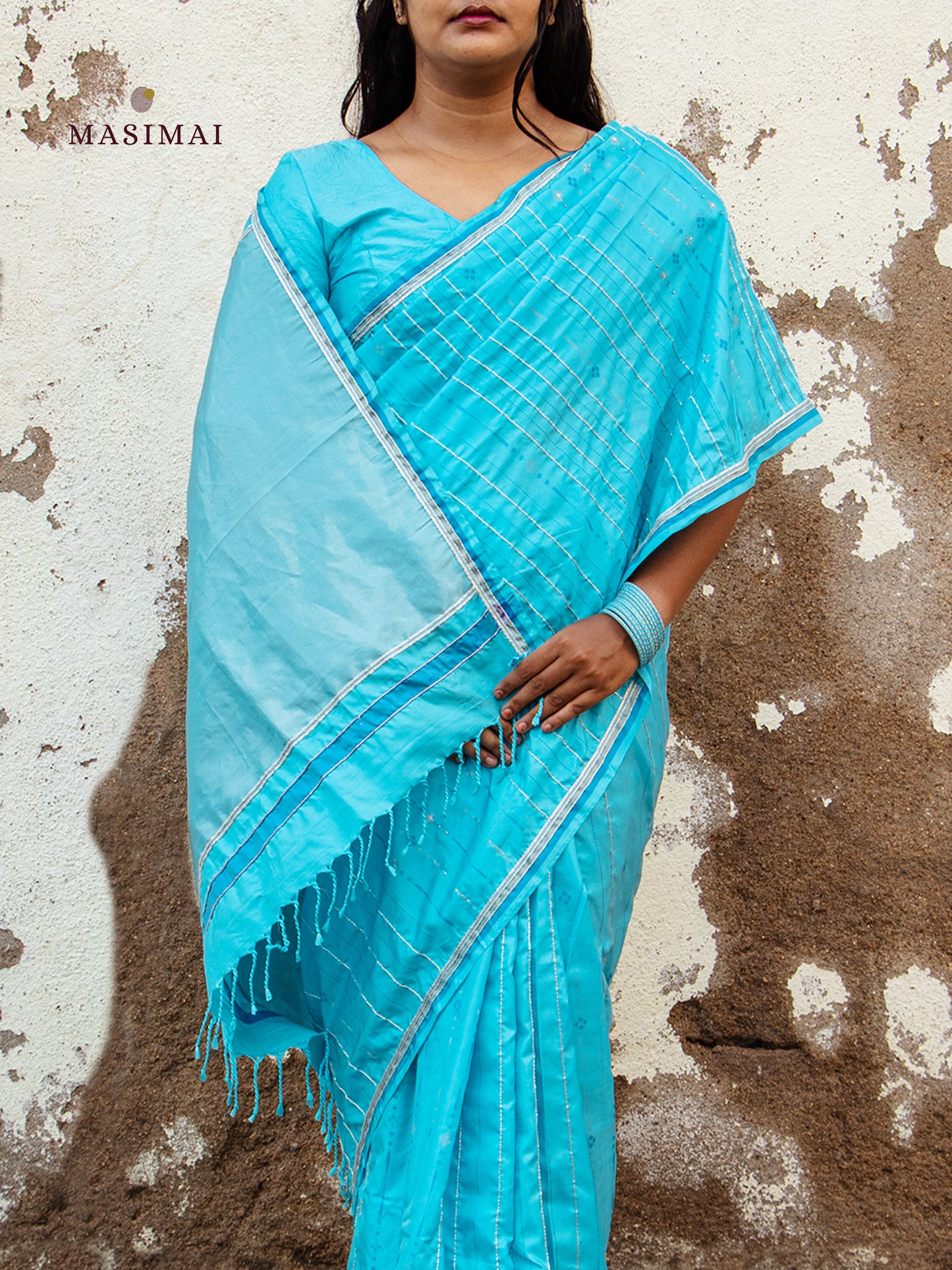 ஆழினி | Aazhini - Blue embroidered silk saree