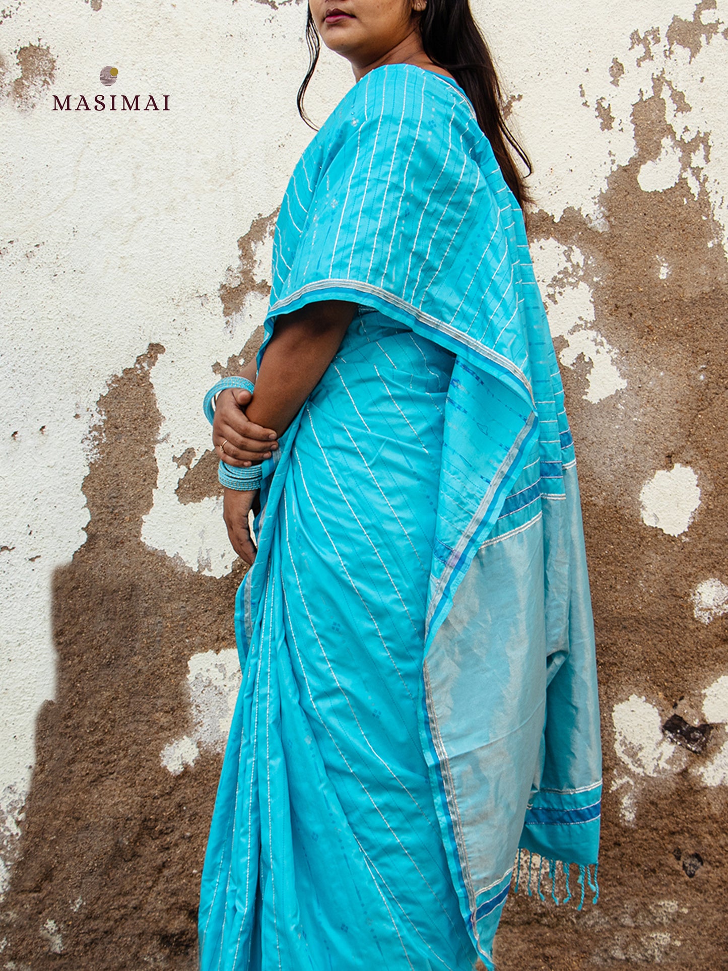 ஆழினி | Aazhini - Blue embroidered silk saree