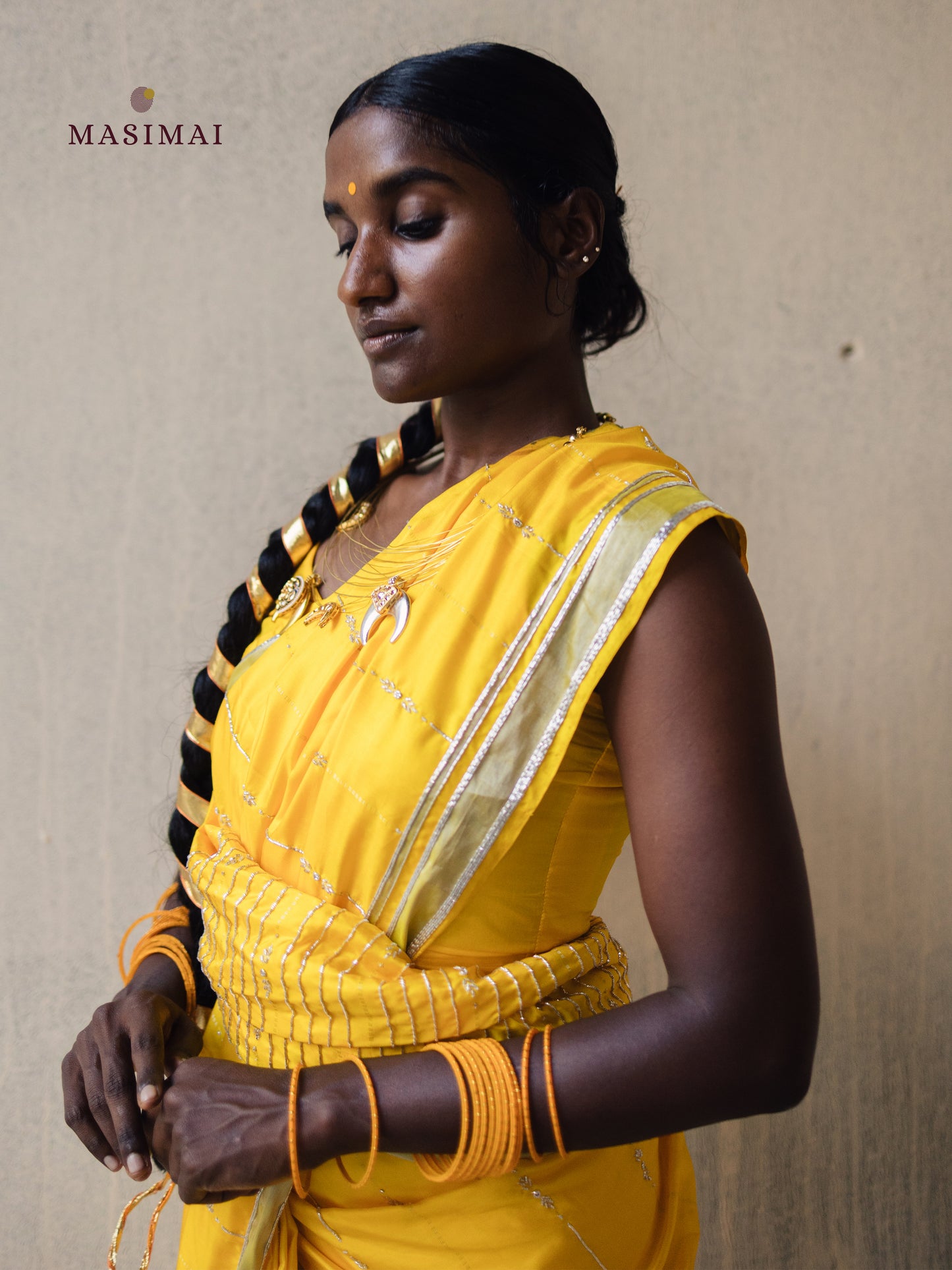 அனலி | Anali - Yellow embroidered silk saree