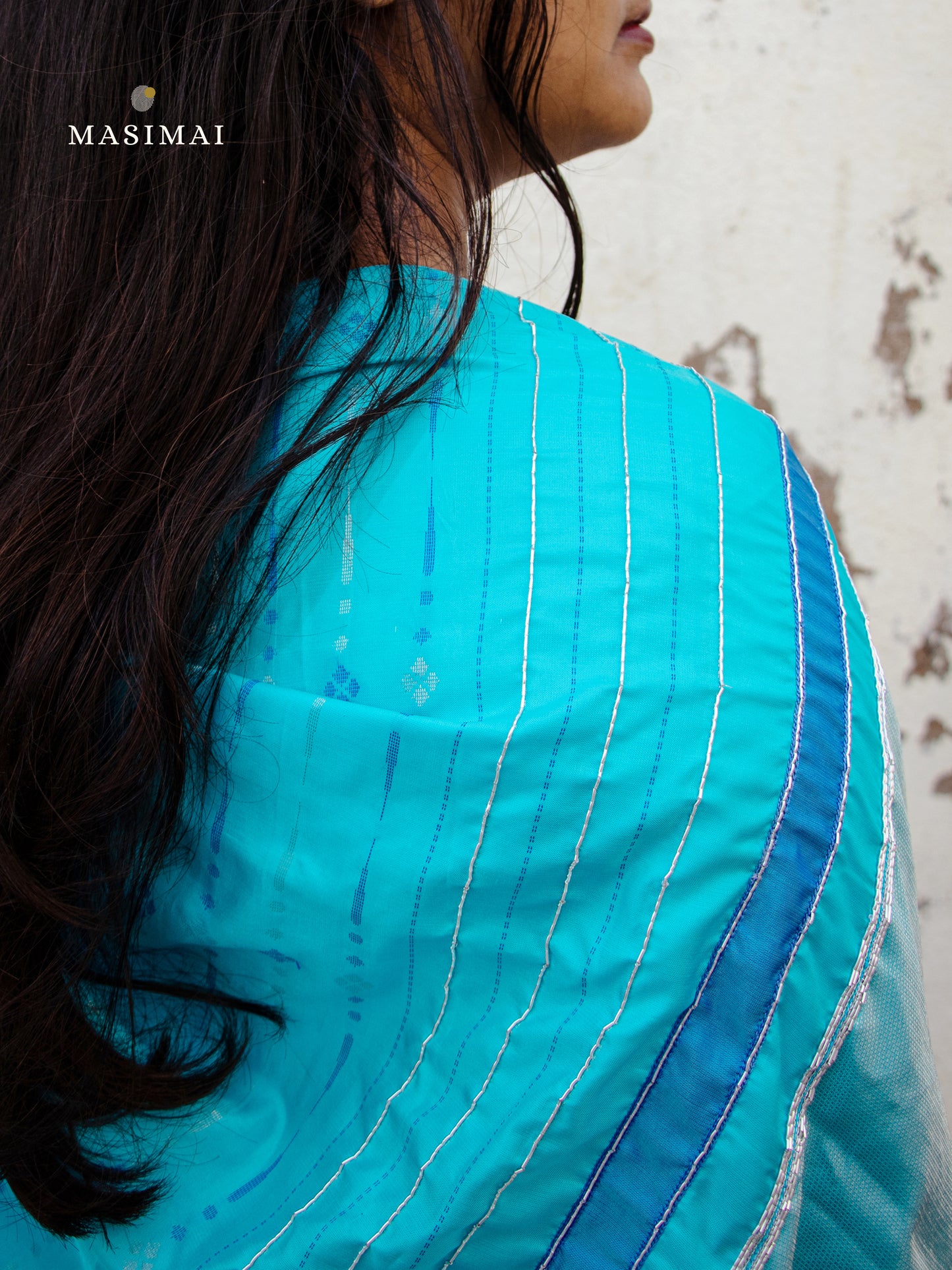 ஆழினி | Aazhini - Blue embroidered silk saree